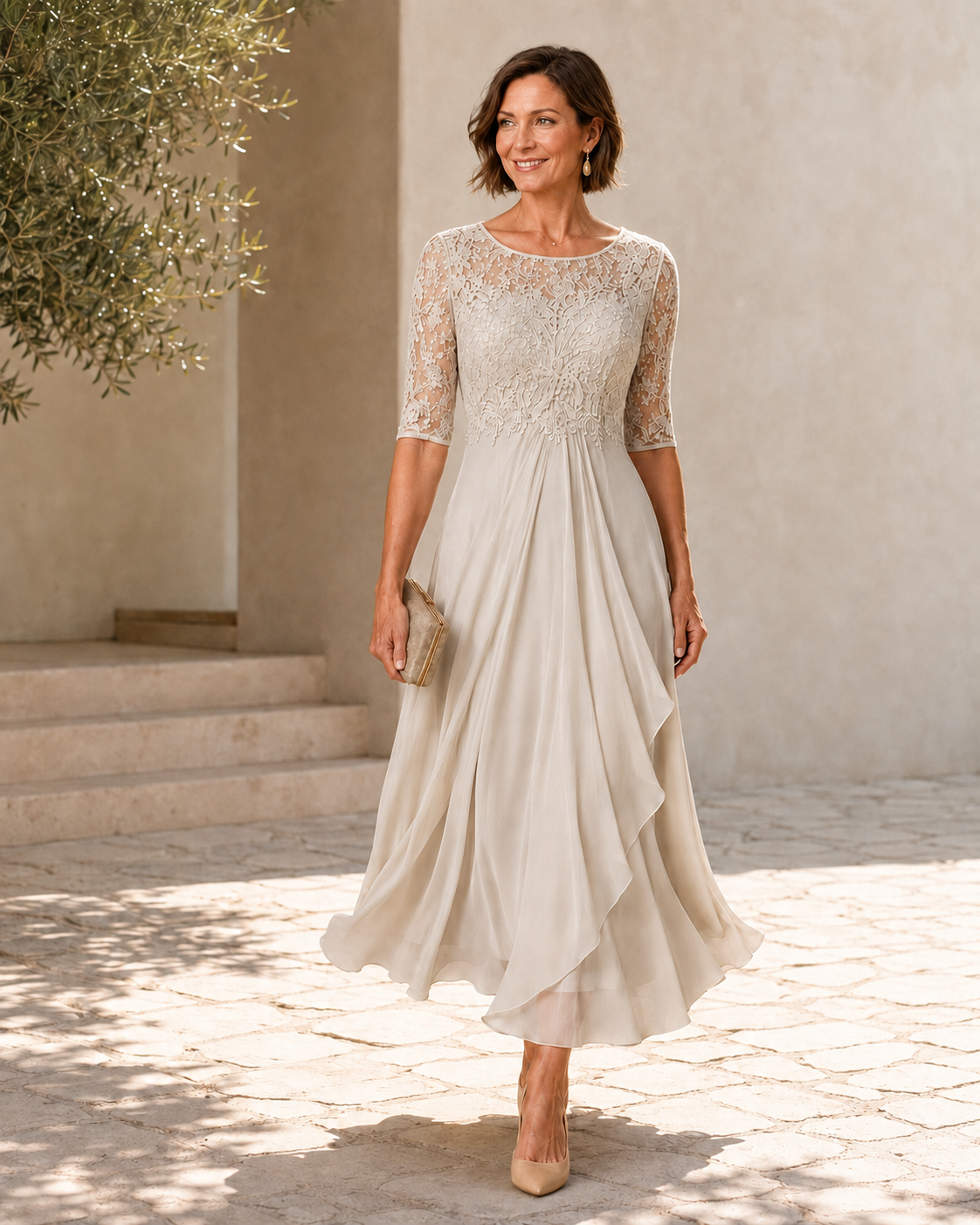 Rose | Robe midi en dentelle – vue 4