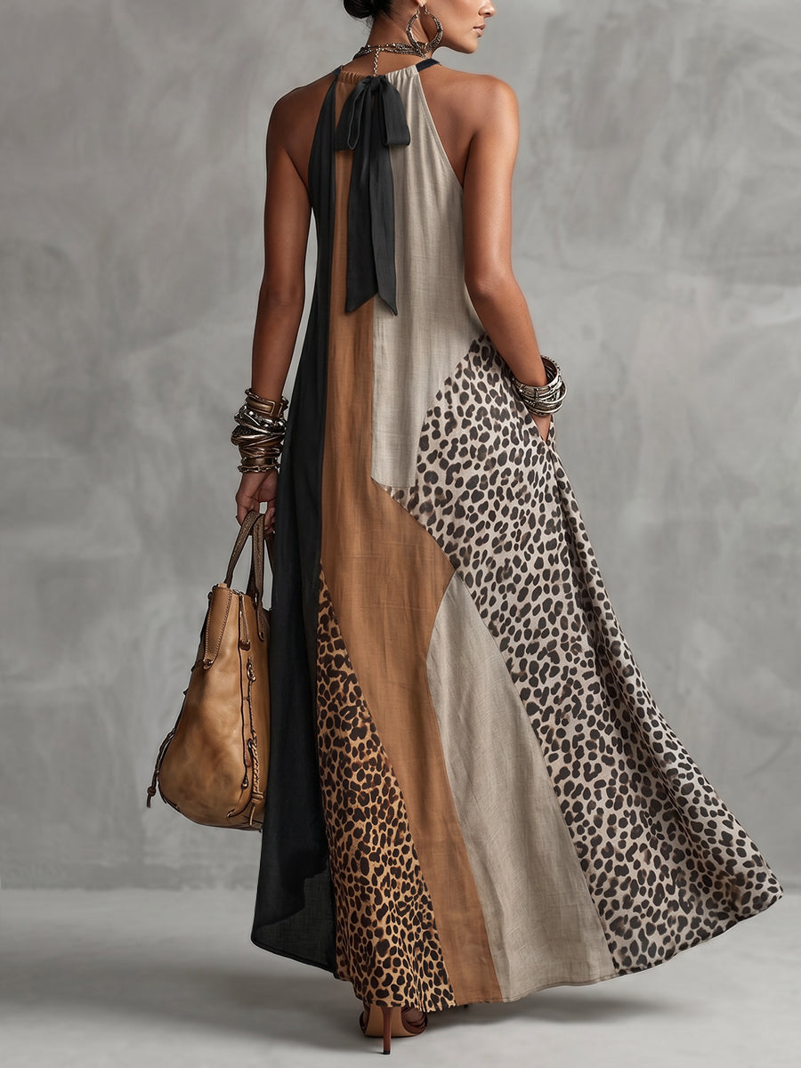 Soraya | Robe longue asymétrique à imprimé léopard