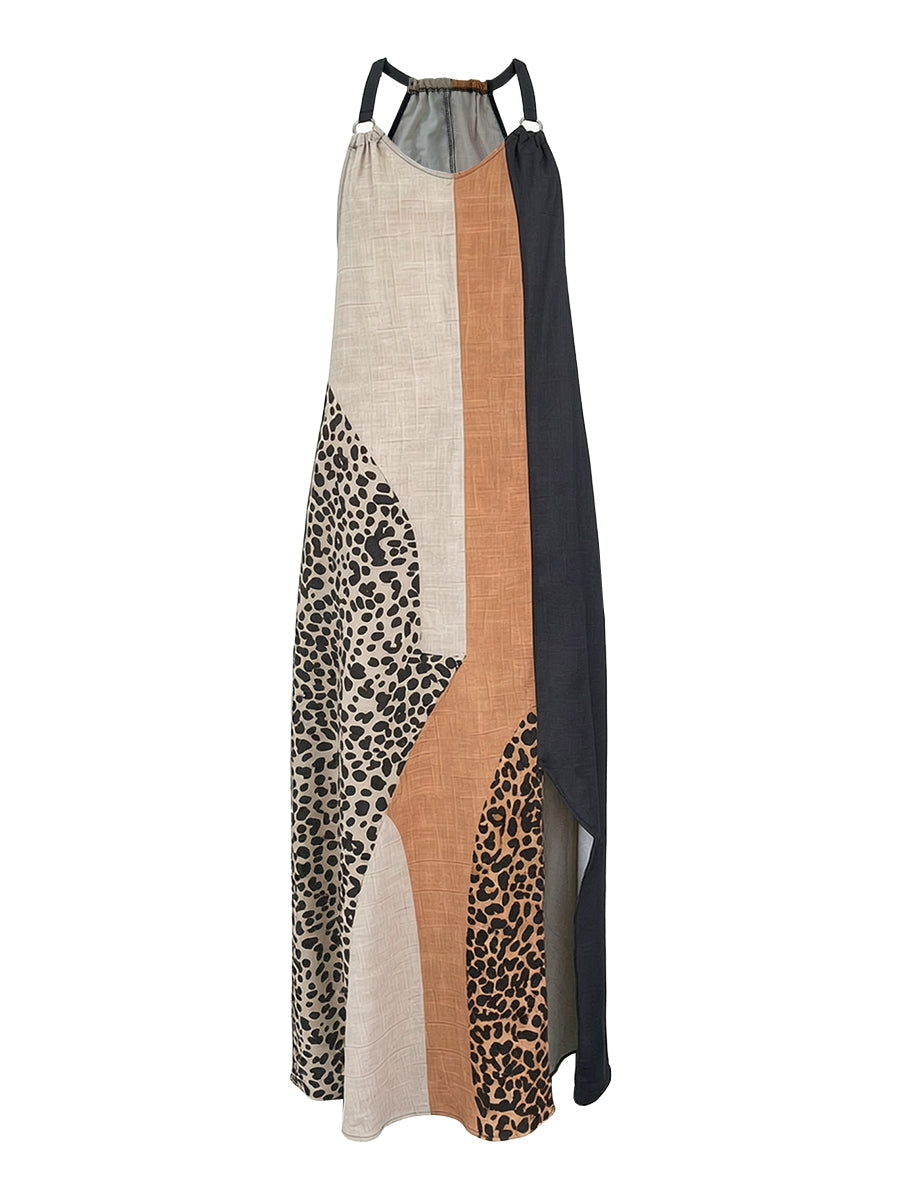 Soraya | Robe longue asymétrique à imprimé léopard