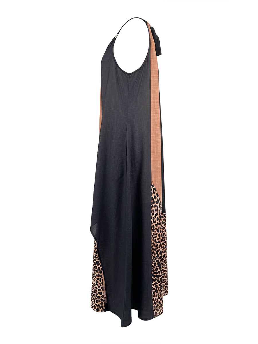 Soraya | Robe longue asymétrique à imprimé léopard