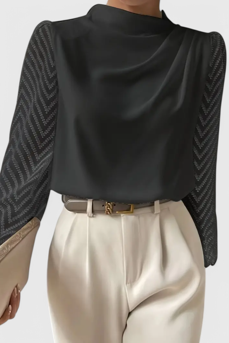 Zara | Blouse élégante à manches transparentes - Blanc
