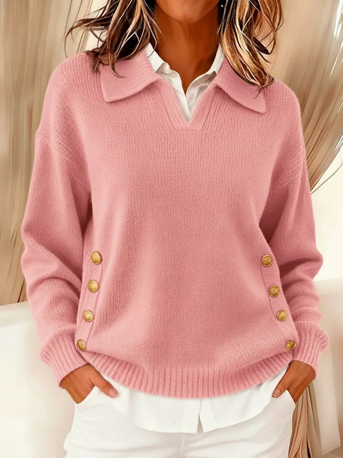 Vicenta | Pull à col polo et boutons