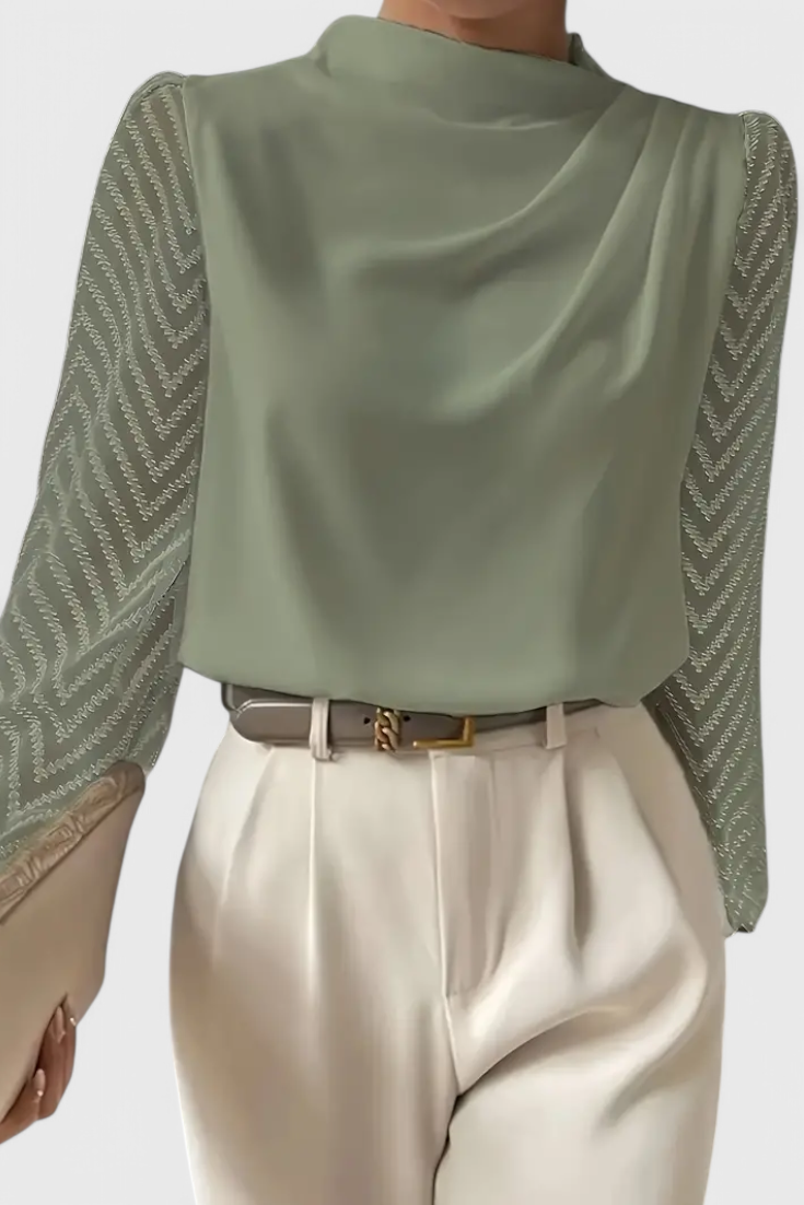 Zara | Blouse élégante à manches transparentes - Blanc
