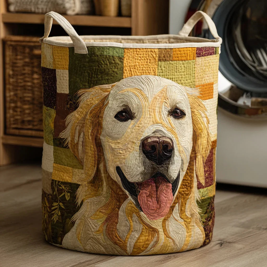 Panier à linge rembourré – Golden Retriever souriant