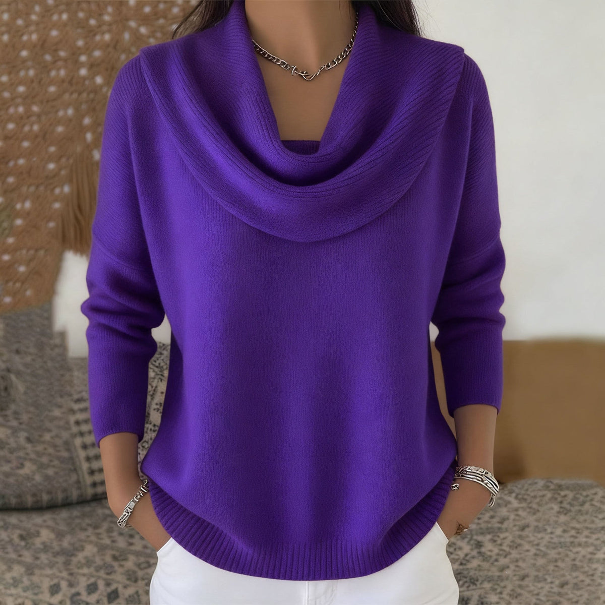 Julia | Pull à col drapé