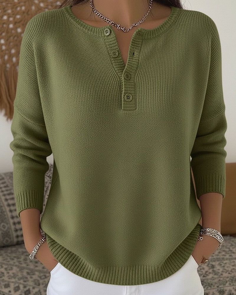 Helena | Pull en maille à boutons Henley
