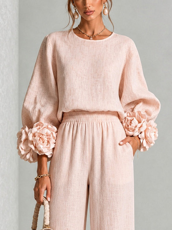 Ensemble Liliana deux pièces à poignets fleuris - Floral