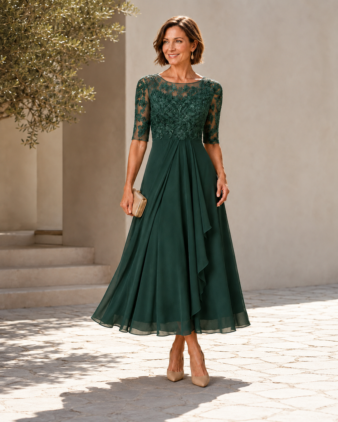 Rose | Robe midi en dentelle – vue 5