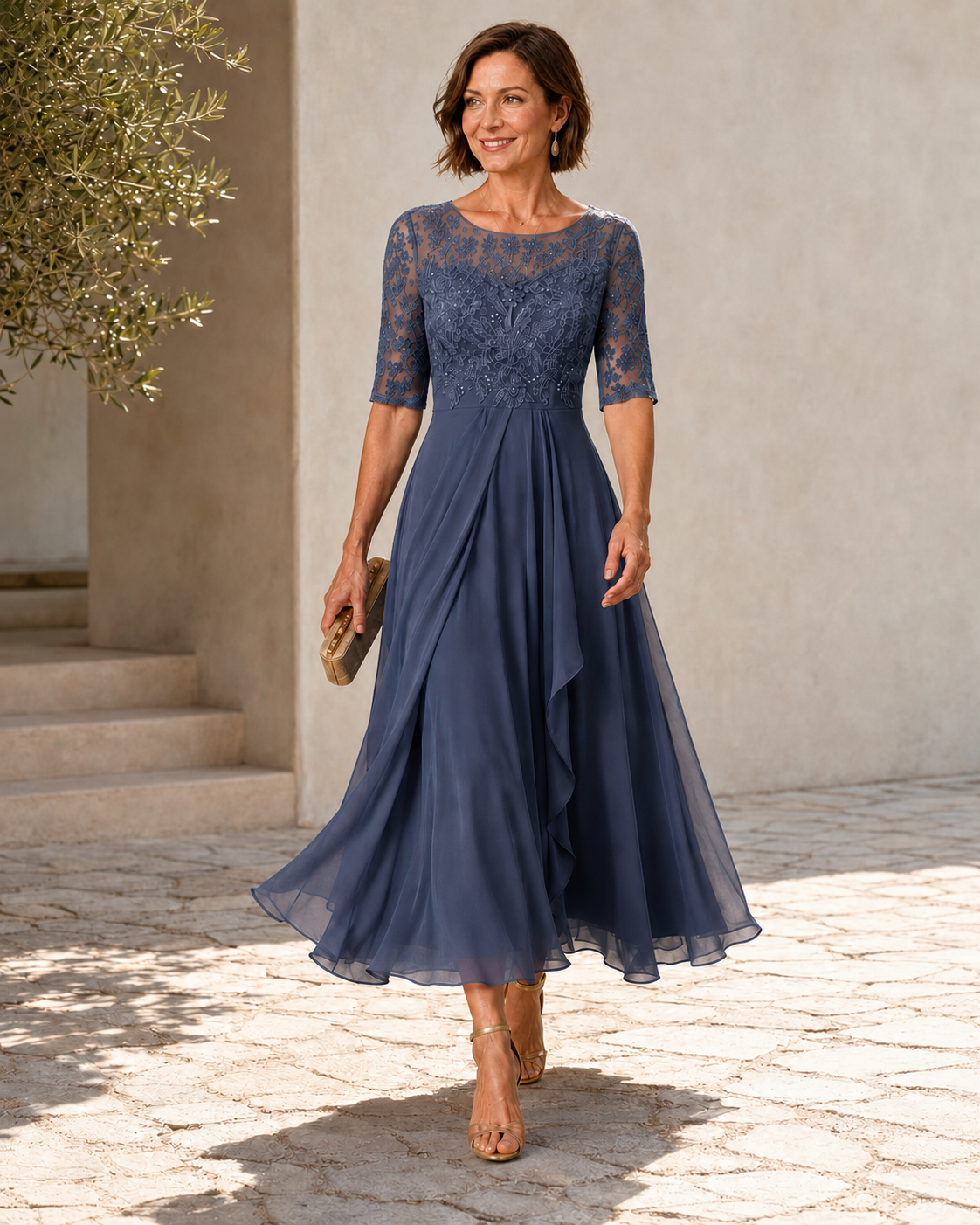 Rose | Robe midi en dentelle – vue 2