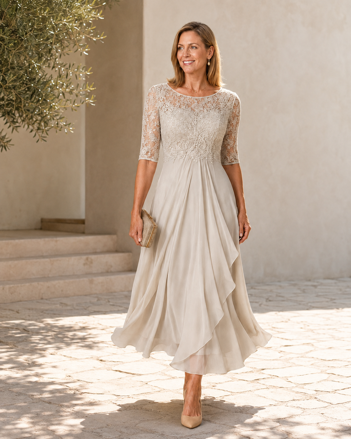 Rose | Robe midi en dentelle – vue 6