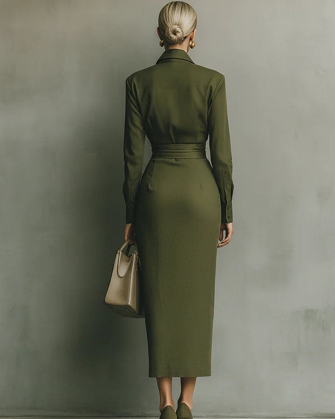 Noëlle | Robe Longue Vert Militaire