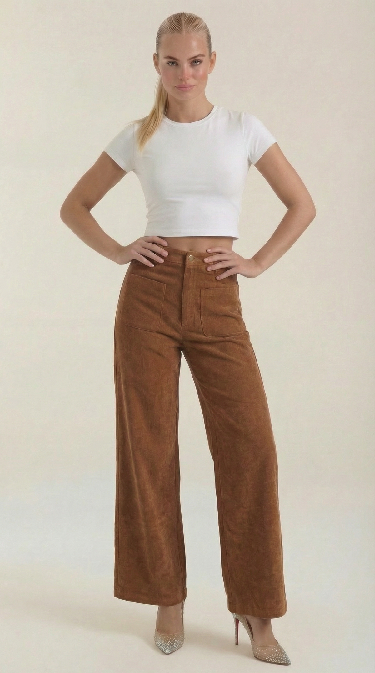 Allison | Pantalon en velours côtelé jambe large