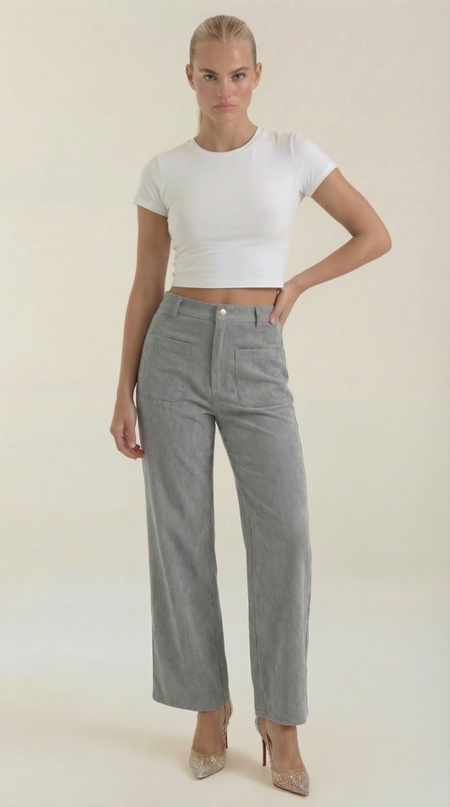 Allison | Pantalon en velours côtelé jambe large