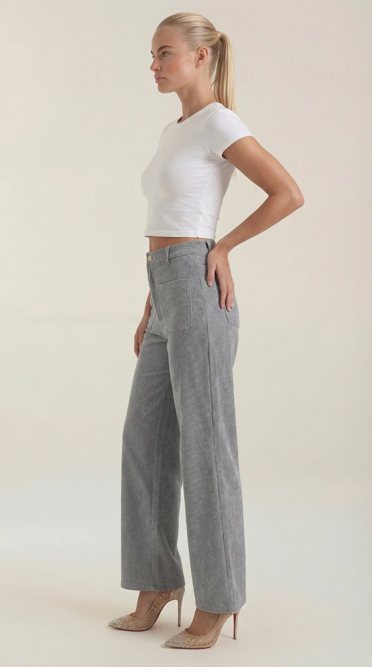 Allison | Pantalon en velours côtelé jambe large