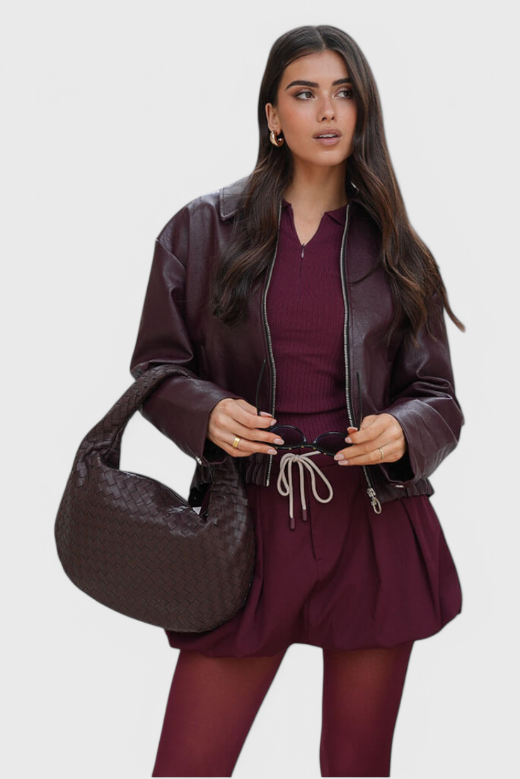 Lila Sac Mediano Woven con Detalle de Nudo